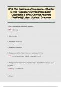 C16: The Business of Insurance - Chapter  5; The Regulatory Environment Exam |  Questions & 100% Correct Answers  (Verified) | Latest Update | Grade A+ 