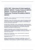 LETA 1027, Interviews & Interrogations GPSTC 320/321, Family Violence GPSTC 320/321, Courtroom Demeanor & Testimony, Criminal Procedure GPSTC 320/321 Exam