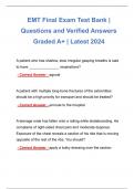 EMT Final Exam Test Bank | Questions and Verified Answers Graded A+ | Latest 2024 