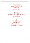 Instructor Manual with Test Bank for Stats Modeling the World 6th Edition By Richard De Veaux, Paul Velleman, David Bock, Floyd Bullard (All Chapters, 100% Original Verified, A+ Grade)