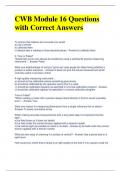 Bundle For  CWB Exam Questions with Correct Answers