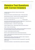 Bundle For  Dietetics Exam Questions and Correct Answers