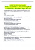 Adult Residential Facility (ARF)Administration Certification (2024) || Questions & Answers (100% Verified)