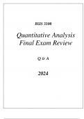 (WGU C723) BUS 3100 QUANTITATIVE ANALYSIS FOR BUSINESS FINAL EXAM REVIEW Q & A 2024.