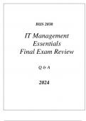 (WGU D075) BUS 2030 IT MANAGEMENT ESSENTIALS FINAL EXAM REVIEW Q & A 2024