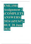 EML1501 Assignment 2 (COMPLETE ANSWERS) 2024 (651347)- DUE 28 June 2024