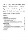 Tema 22. La fuerza como capacidad física básica. Consideraciones teóricas. Tipos de fuerza. Tratamiento y criterios para el diseño de tareas para su desarrollo en el marco escolar.