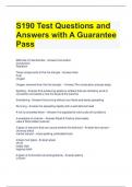 S190 Test Questions and Answers with A Guarantee Pass