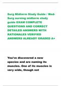 Surg Midterm Study Guide / MedSurg nursing midterm study  guide EXAM COMPLETE  QUESTIONS AND CORRECT  DETAILED ANSWERS WITH  RATIONALES VERIFIED  ANSWERS ALREADY GRADED A+