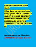 Pediatrics Midterm Study  Guide / Med-Surg nursing midterm  study guide EXAM COMPLETE  QUESTIONS AND CORRECT  DETAILED ANSWERS WITH  RATIONALES VERIFIED  ANSWERS ALREADY GRADED  A+