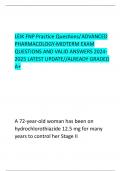 LEIK FNP Practice Questions/ADVANCED  PHARMACOLOGY-MIDTERM EXAM  QUESTIONS AND VALID ANSWERS 2024- 2025 LATEST UPDATE//ALREADY GRADED  A+