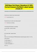 SAS Base Cert Exam | Questions & 100%  Correct Answers (Verified) | Latest Update  | Grade A+