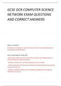 GCSE OCR COMPUTER SCIENCE  NETWORK EXAM QUESTIONS  AND CORRECT ANSWERS