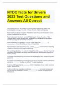 NTDC facts for drivers 2023 Test Questions and Answers All Correct 