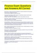 Bundle For  Finance Exam Questions and Answers All Correct