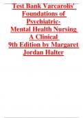 Test Bank Varcarolis' Foundations of Psychiatric-Mental Health Nursing A Clinical 9 th Edition by Margaret Jordan Halter |Test Bank| Chapter 1-36 UPDATED 2023|100% verified|825 pages