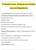 Texas General Lines - Property and Casualty (Law and Regulations) Questions with 100% Correct Answers | Updated | Download to score A+