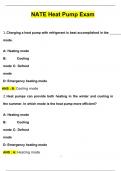 NATE Heat Pump Exam Latest (20242025) Questions with 100% Correct Answers | Updated | Download to score A+