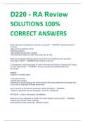 D220 - RA Review SOLUTIONS 100%  CORRECT ANSWERS