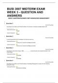 BUSI 3007 MIDTERM EXAM  WEEK 3 - QUESTION AND  ANSWERS