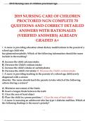 2019 NURSING CARE OF CHILDREN PROCTORED NGN COMPLETE 70 QUESTIONS AND CORRECT ANSWERS