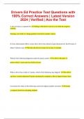 Drivers Ed Practice Test Questions with 100% Correct Answers | Latest Version 2024 | Verified | Ace the Test