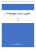 Exam (elaborations) TAX3701 Assignment 2 (COMPLETE ANSWERS) Semester 1 2024 (798141) - DUE 19 April 2024 •	Course •	Taxation of Business Activities - TAX3701 (TAX3701) •	Institution •	University Of South Africa (Unisa) •	Book •	A Student's Approach