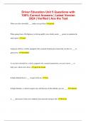 Driver Education Unit 5 Questions with 100% Correct Answers | Latest Version 2024 | Verified | Ace the Test