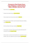 Champions Real Estate Exam: Law of Agency | Latest Version 2024 | Verified | Ace the Test