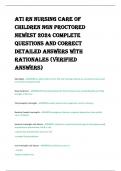 ATI RN NURSING CARE OF  CHILDREN NGN PROCTORED  NEWEST 2024 COMPLETE  QUESTIONS AND CORRECT  DETAILED ANSWERS WITH  RATIONALES (VERIFIED  ANSWERS)