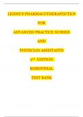 Complete Test Bank For Lehnes Pharmacotherapeutics for Advanced Practice Nurses and Physician Assistants 2nd Edition Rosenthal! RATED A+