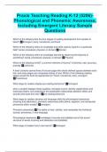 Praxis Teaching Reading K-12 (5206)- Phonological and Phonemic Awareness, Including Emergent Literacy Sample Questions