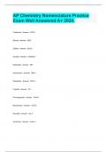 AP Chemistry Nomenclature Practice Exam Well Answered A+ 2024.