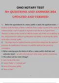 OHIO NOTARY TEST 50 QUESTIONS WITH VERIFIED ANSWERS 2024 UPDATED CORRECTLY