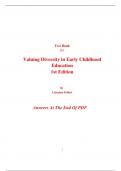 Test Bank for Valuing Diversity in Early Childhood Education 1st Edition By Lissanna Follari (All Chapters, 100% Original Verified, A+ Grade)