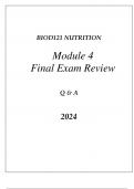 BIOD121 ESSENTIALS IN NUTRITION MODULE 4 FINAL EXAM REVIEW Q & A 2024