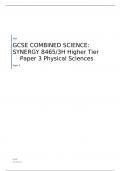 AQA  GCSE COMBINED SCIENCE: SYNERGY  Higher Tier	Paper 3 Physical Sciences  MARK SCHEME FOR JUNE 2023    8465/3H