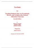 Test Bank for Teaching Students Who Are Exceptional, Diverse, and At Risk in the General Education Classroom 7th Edition By Sharon Vaughn, Candace Bos, Jeanne Shay Schumm (All Chapters, 100% Original Verified, A+ Grade)