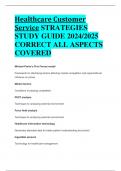 Healthcare Customer Service STRATEGIES  STUDY GUIDE 2024/2025  CORRECT ALL ASPECTS  COVERED