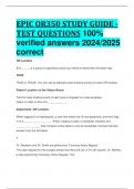 BEST ANSWERS EPIC OR350 STUDY GUIDE - TEST QUESTIONS 100%  verified answers 2024/2025  correct