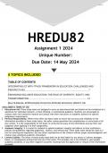HREDU82 Assignment 1 (ANSWERS) 2024 - DISTINCTION GUARANTEED