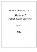 BIOD152 ESSENTIALS IN HUMAN A & P MODBIOD152 ESSENTIALS IN HUMAN A & P MODULE 7 FINAL EXAM REVIEW Q & A 2024ULE 7 FINAL EXAM REVIEW Q & A 2024