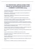 NC PESTICIDE APPLICATOR CORE MANUAL QUESTIONS WITH 100% CORRECT ANSWERS 2024.