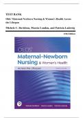 Test Bank - Olds' Maternal-Newborn Nursing and Women's Health Across the Lifespan, 12th Edition (Davidson, 2024), Chapter 1-33 | All Chapters