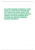 ALF CORE TRAINING FLORIDA/ALF CORE  EXAM, ALF CORE PRACTICE EXAM AND  ALF CORE STUDY GUIDE LATEST 2023- 2024 ACTUAL EXAM 700 QUESTIONS AND  CORRECT DETAILED ANSWERS WITH  RATIONALES (VERIFIED ANSWERS)  |ALREADY GRADED A+ 