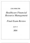 (WGU C811)HIM 3701 HEALTHCARE FINANCIAL RESOURCE MANAGEMENT FINAL EXAM REVIEW Q exam