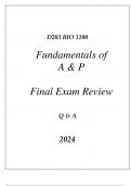 (WGU D203) BIO 1100 FUNDAMENTALS OF A & P FINAL EXAM REVIEW Q & A 2024.