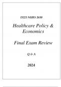 (WGU D223) NURS 2650 HEALTHCARE POLICY & ECONOMICS FINAL EXAM REVIEW Q & A 2024