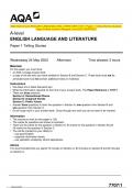 2023 AQA A-level ENGLISH LANGUAGE AND LITERATURE 7707/1 Paper 1 Telling Stories Question Paper & Mark scheme (Merged) June 2023 [VERIFIED]