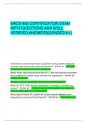 MACS 609 CERTIFICATION EXAM  WITH QUESTIONS AND WELL  VERIFIED ANSWERS[GRADED A+]